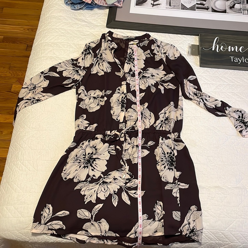 Purple and pale pink long sleeve shirt dress size 10